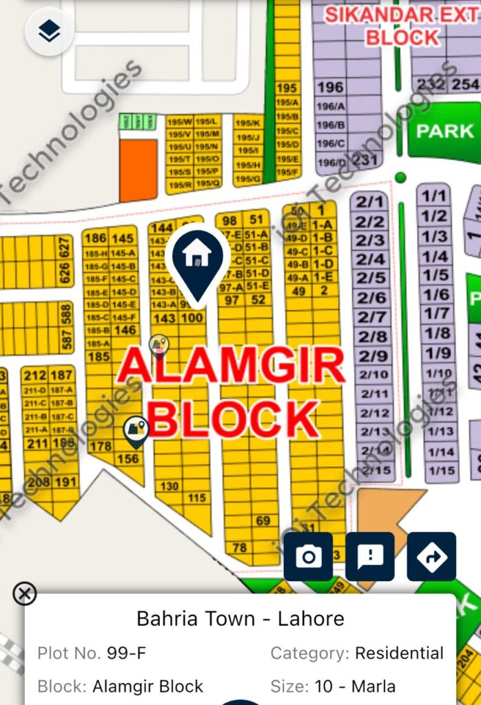 A 10 Marla residential plot available for sale in Alamgir Block, Sector F, Bahria Town Lahore.